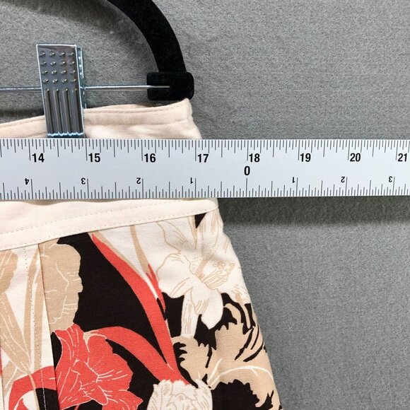 Ann Taylor Floral Skirt 14P A-Line Pleated Coral Beige Cotton Lightweight - Picture 9 of 10